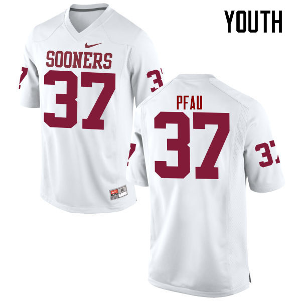 Youth Oklahoma Sooners #37 Kyle Pfau College Football Jerseys Game-White - Click Image to Close